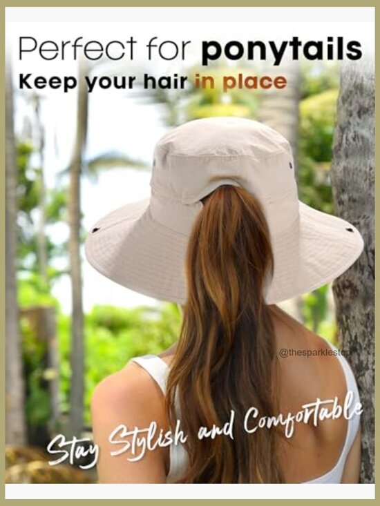 UPF 80+ Sun Hat with Ponytail Hole, Wide Brim, Packable Nylon main image 5